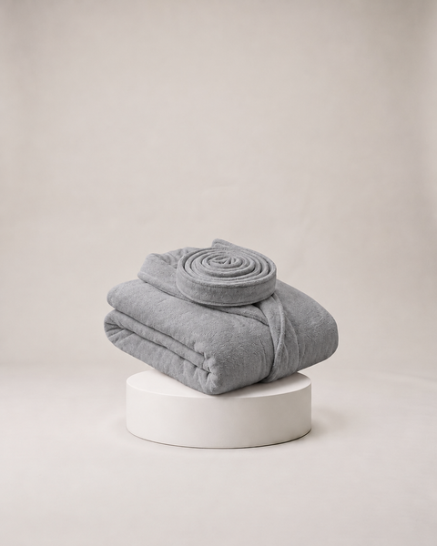 Classic Cotton Terry Velour Robe — Grey